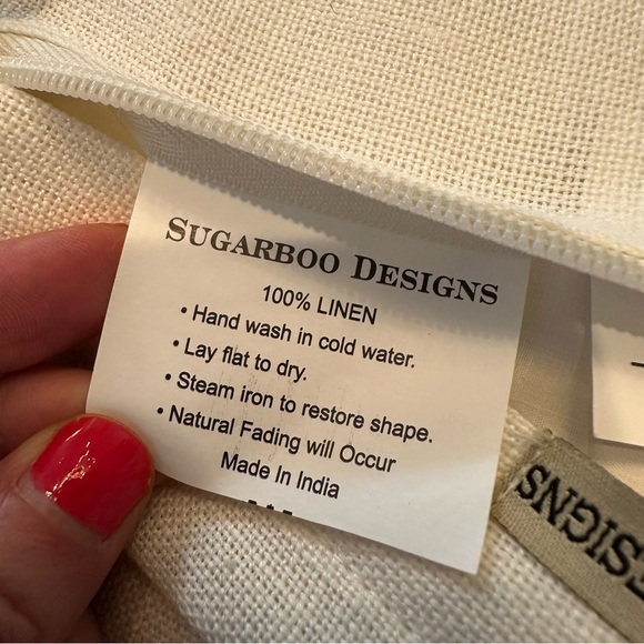Sugarboo Designs Linen Striped Pillow Rare Decorative Large Beachy Boho Coastal - Picture 4 of 10